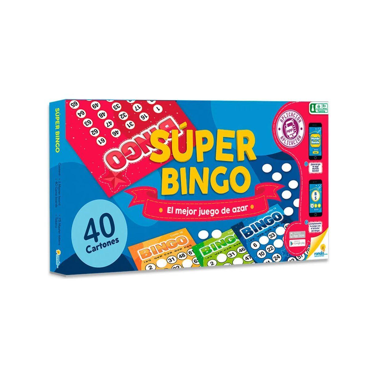 SUPER BINGO - 40 CARTONES - JUEGO DE MESA - MUNDO RONDA - EVER GROUP-0