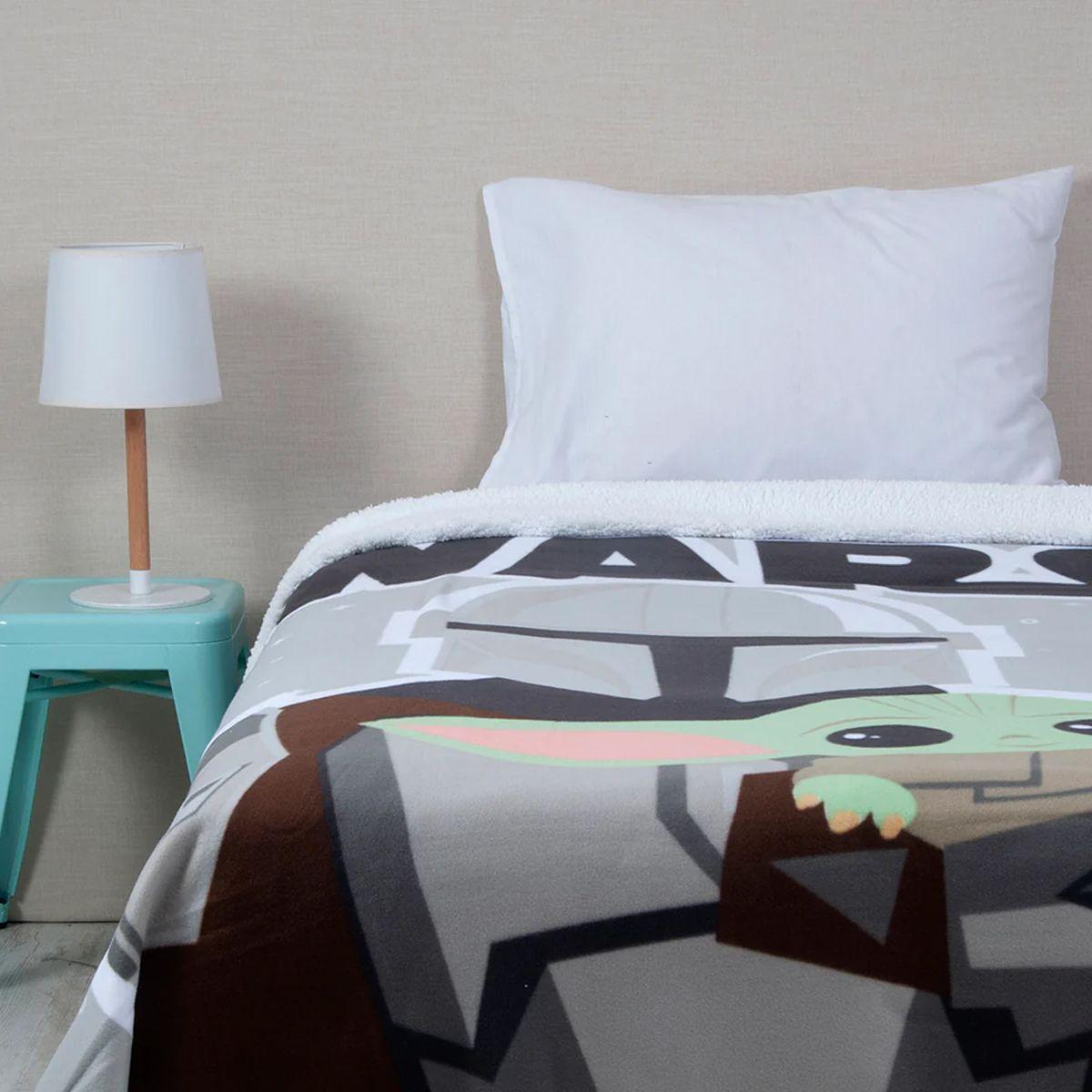 STAR WARS - BABY YODA - FRAZADA POLAR SHERPA - 820614 - 150 X 200 CM - MANDALORIAN-0