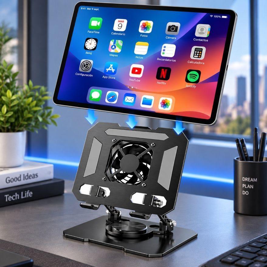 Soporte Metalico Para Laptop Y Tablet 360 Con Ventilador-2