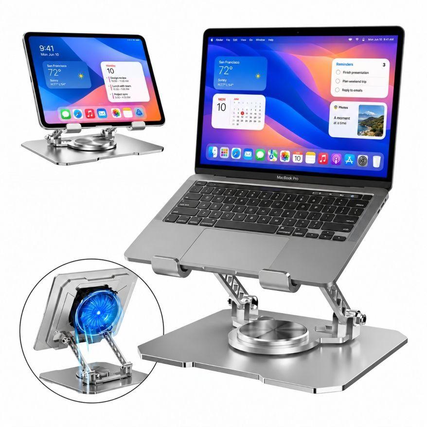 Soporte Metalico Para Laptop Y Tablet 360 Con Ventilador-0
