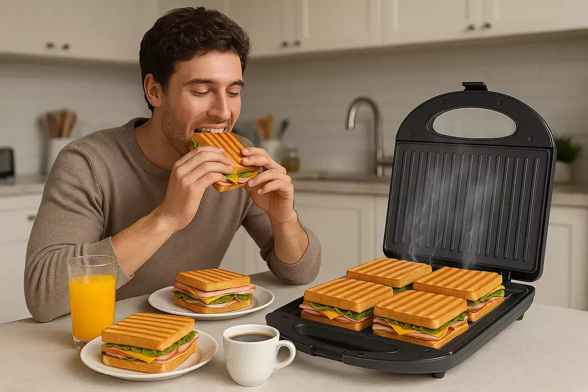 SANDWICHERA ELECTRICA ANTIADHERENTE 1400W CONTROL TEMPERATUR NEGRO-2
