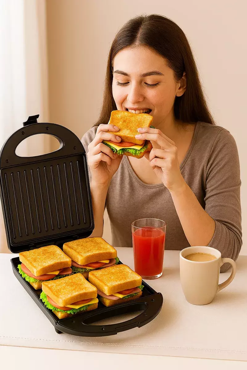 SANDWICHERA ELECTRICA ANTIADHERENTE 1400W CONTROL TEMPERATUR NEGRO-3