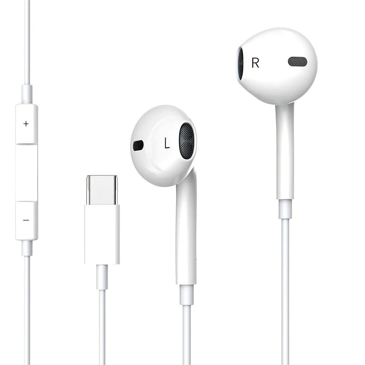 Audifonos Tipo C Para iPhone 15 y 16 Blanco Con Microfono-2