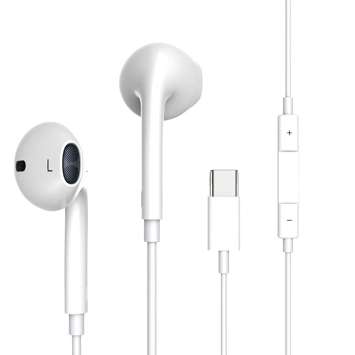 Audifonos Tipo C Para iPhone 15 y 16 Blanco Con Microfono-3