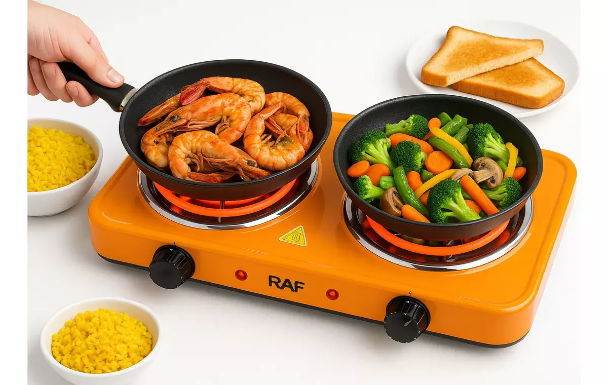 COCINA ELECTRICA ESTUFA DOBLE 2000W CONTROL DE TEMPERATURA NARANJA-4