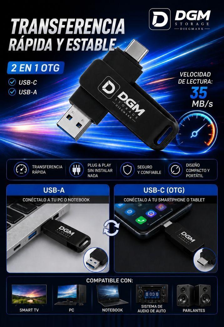 Pendrive Diegmark 64GB USB 3 0 y USB C OTG para PC y Celular-3