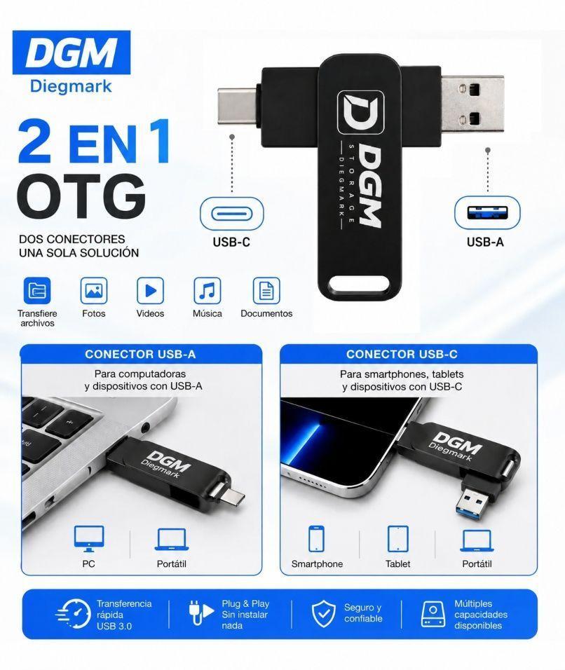 Pendrive Diegmark 64GB USB 3 0 y USB C OTG para PC y Celular-7