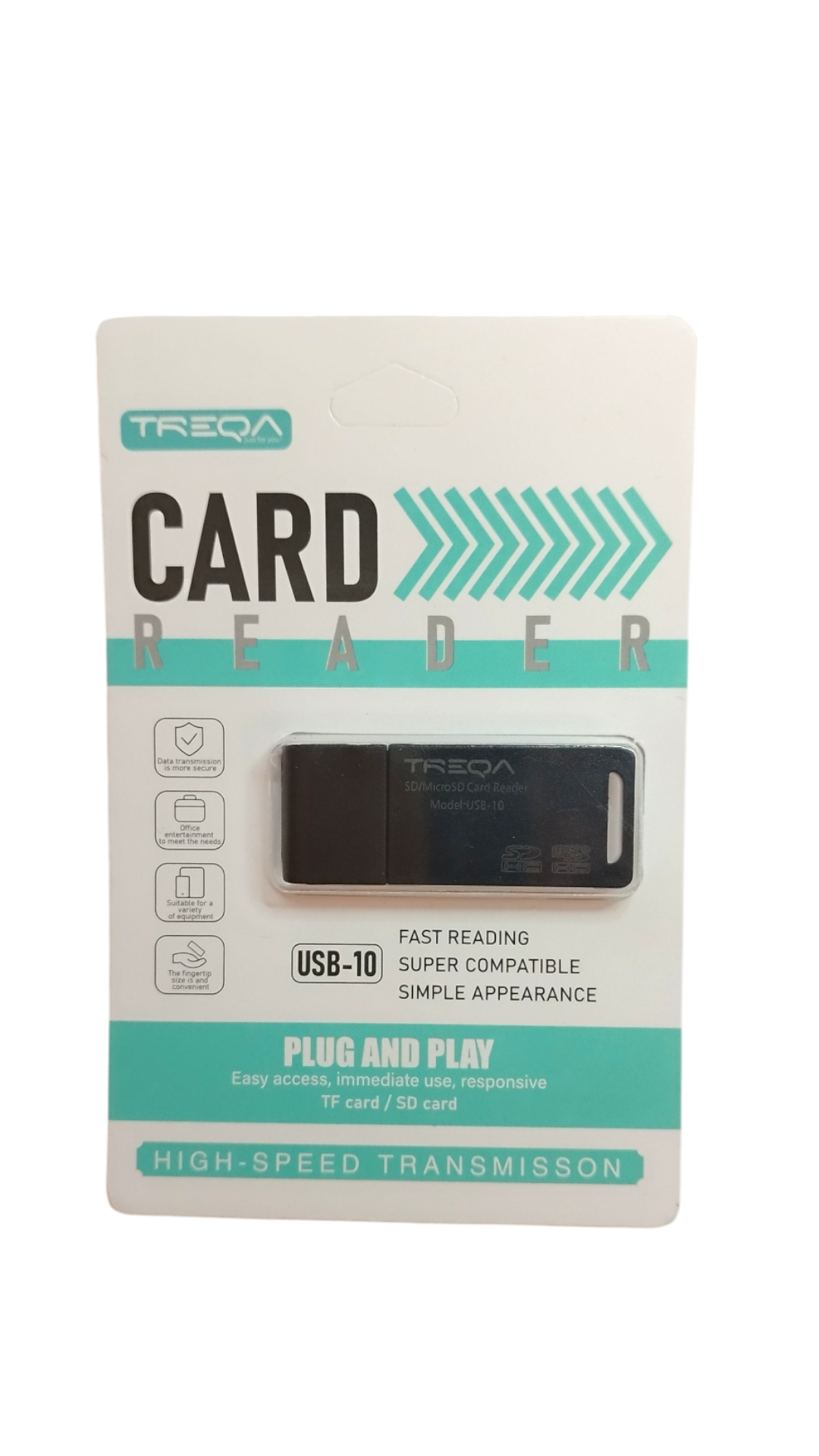 ADAPTADOR USB 10 LECTOR DE TARJETAS SD Y MICRO SD TREQA NEGRO-0