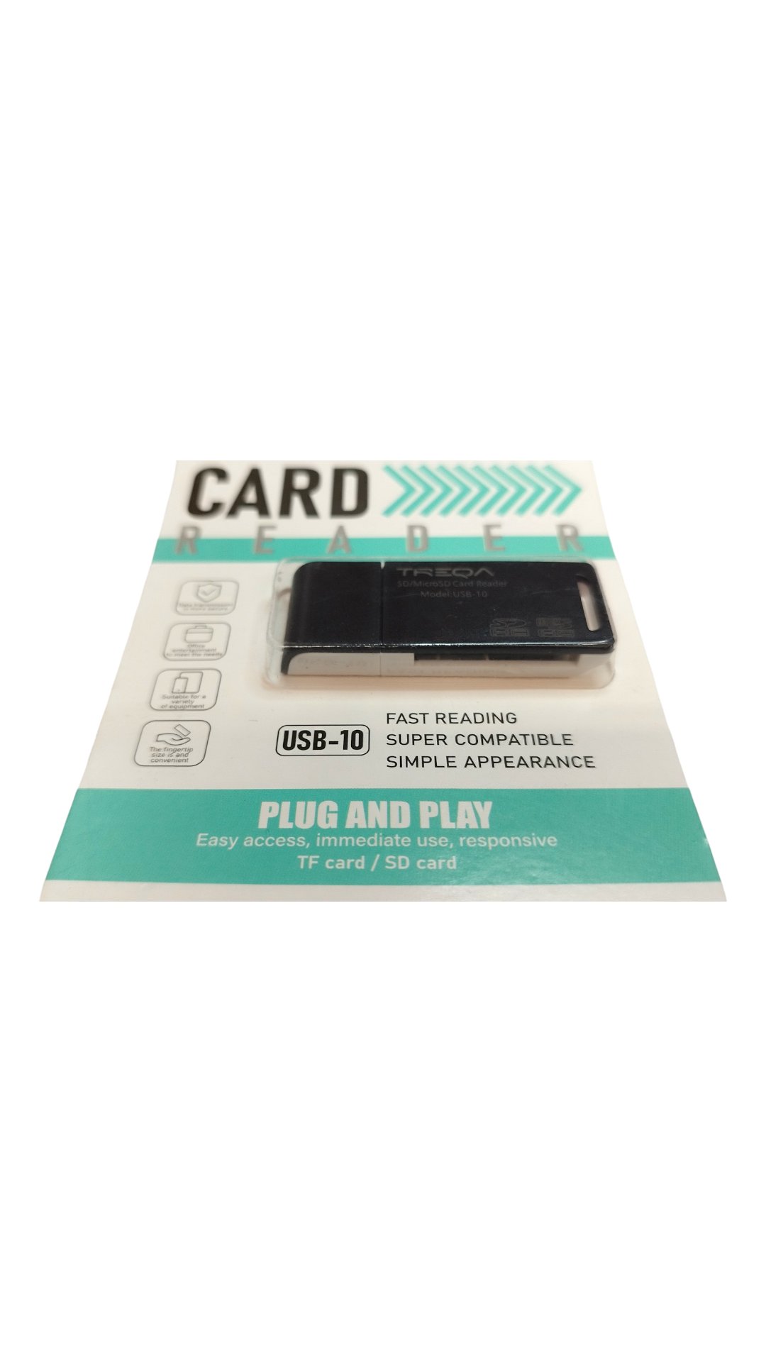 ADAPTADOR USB 10 LECTOR DE TARJETAS SD Y MICRO SD TREQA NEGRO-1