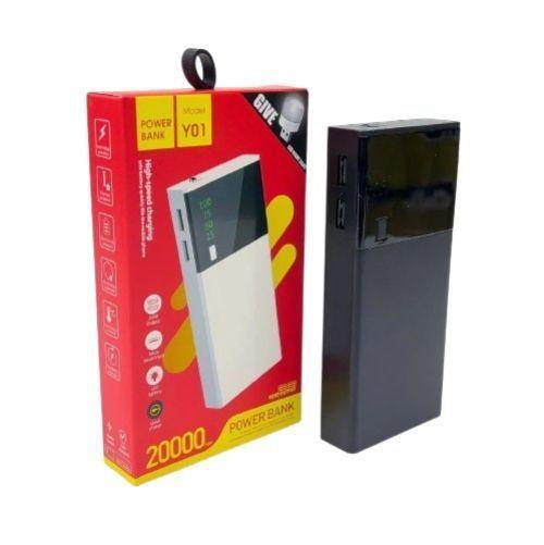 POWER BANK Y01 20.000 MAH 2 ENTRADAS DE CARGA Y LINTERNA LED NEGRO-1
