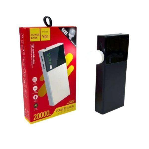 POWER BANK Y01 20.000 MAH 2 ENTRADAS DE CARGA Y LINTERNA LED NEGRO-3