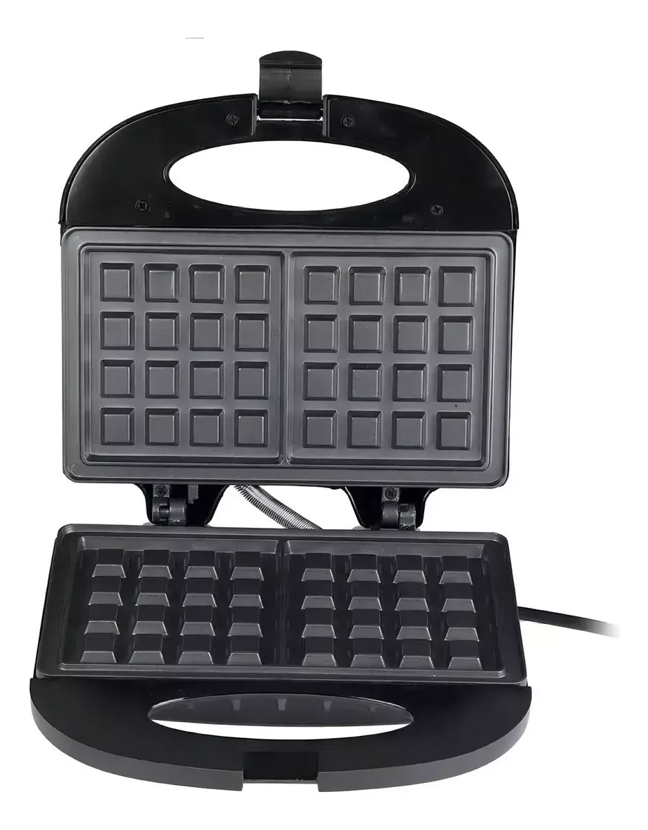 WAFLERA ELECTRICA 750W PLACAS ANTIADHERENTES DOBLE CALOR NEGRO-3