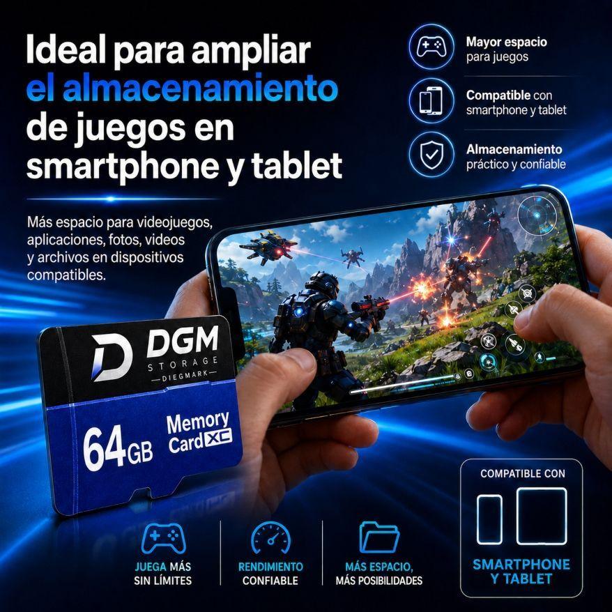 Memoria MicroSDXC Diegmark 64GB Clase 10 U1 con Adaptador SD-3