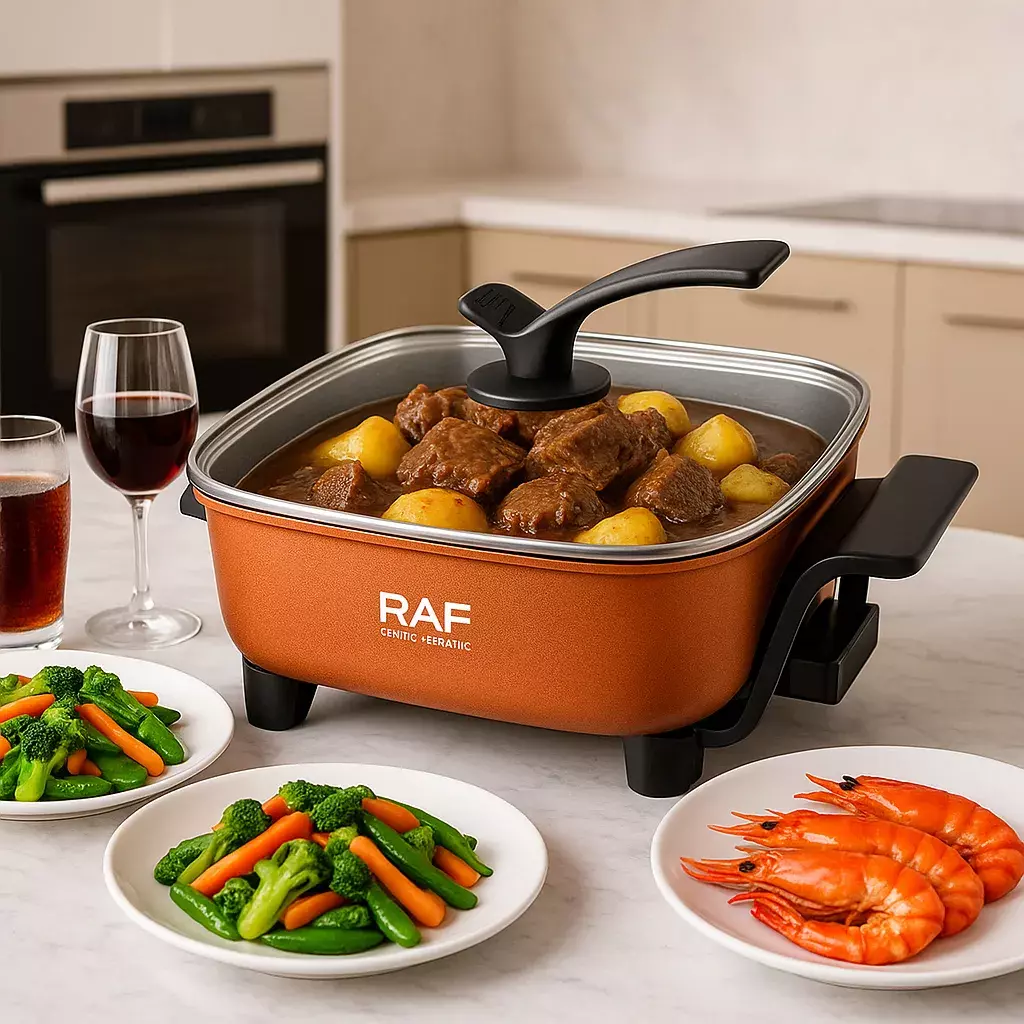 OLLA ELE CTRICA 7L MULTIFUNCIONAL ANTIADHERENTE 1350W NARANJA 50 HZ 60HZ-2