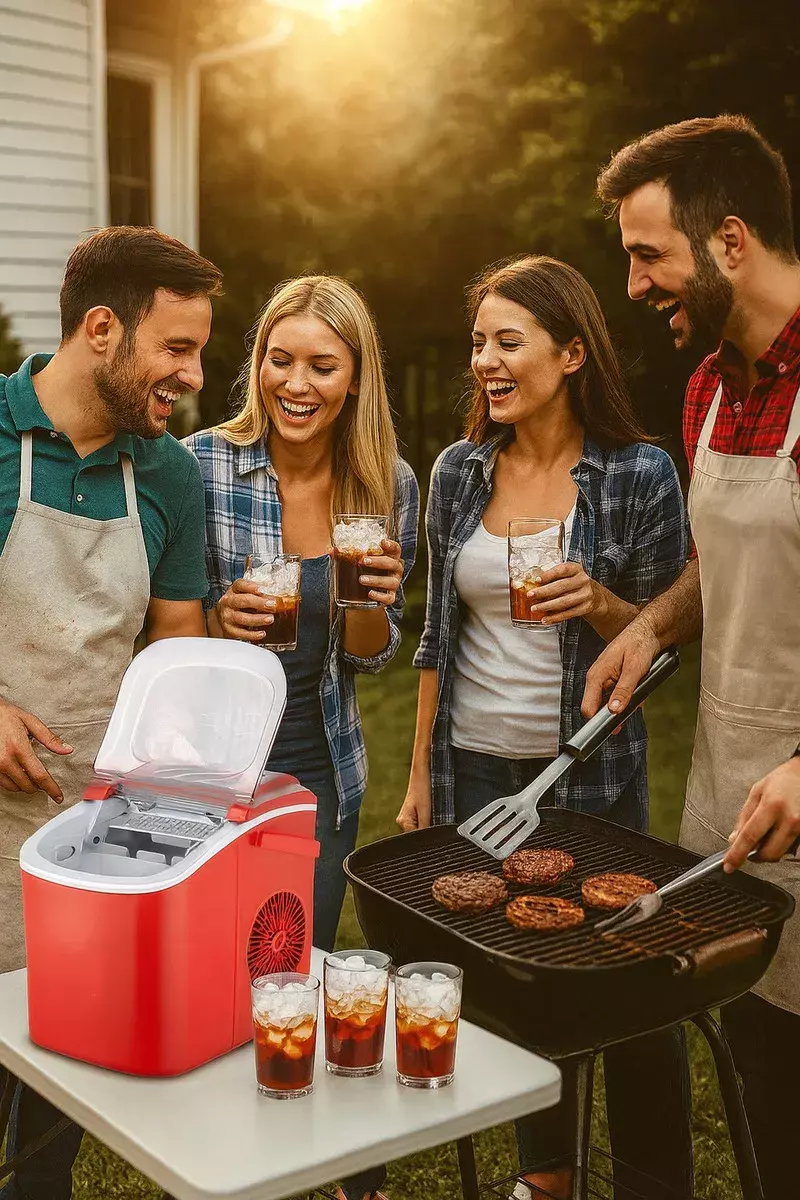 MAQUINA DE HIELO AUTOMATICA PORTATIL 12KG DIA 95W ROJO-3