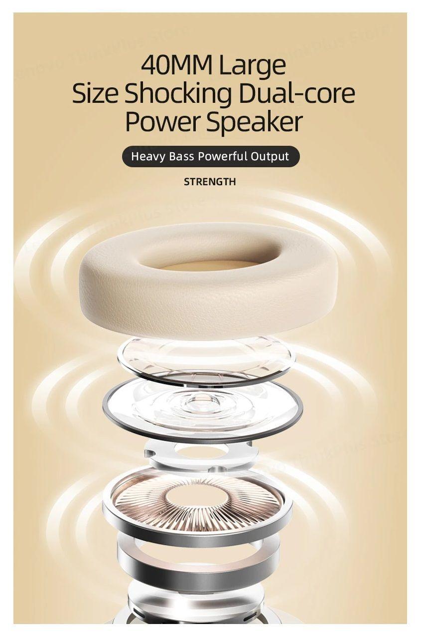 Audifonos Inalambricos Lenovo TH30 Bluetooth Plegables BEIGE-4