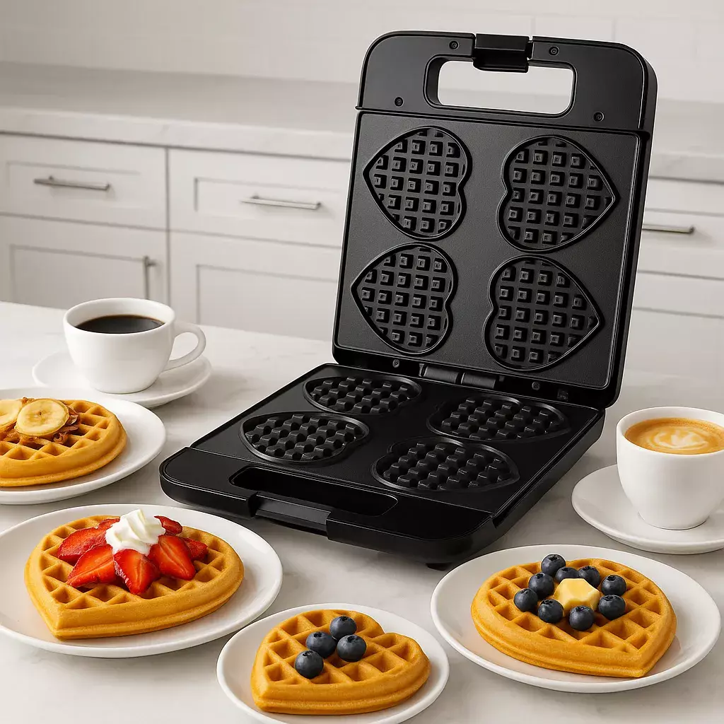 WAFLERA ELECTRICA 1400W ANTIADHERENTE ACERO INOXIDABLE NEGRO-2