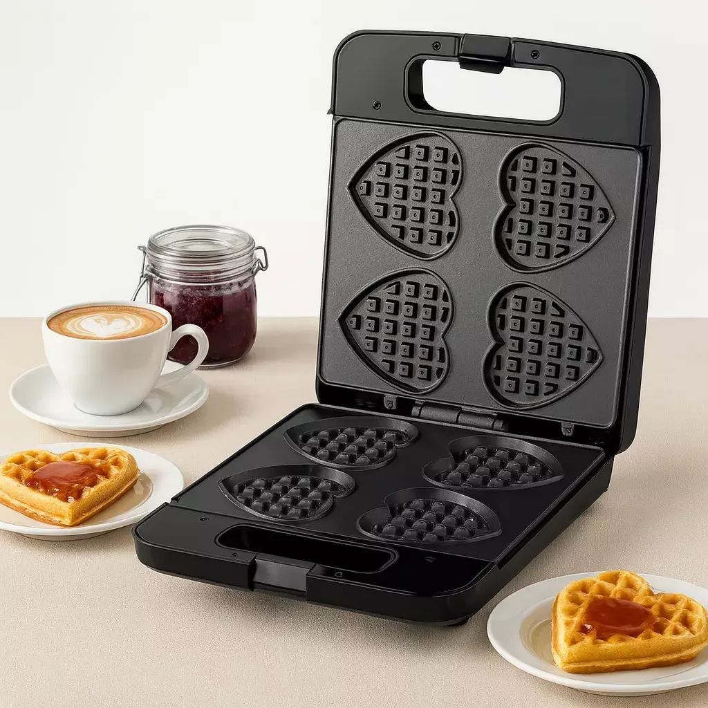 WAFLERA ELECTRICA 1400W ANTIADHERENTE ACERO INOXIDABLE NEGRO-4