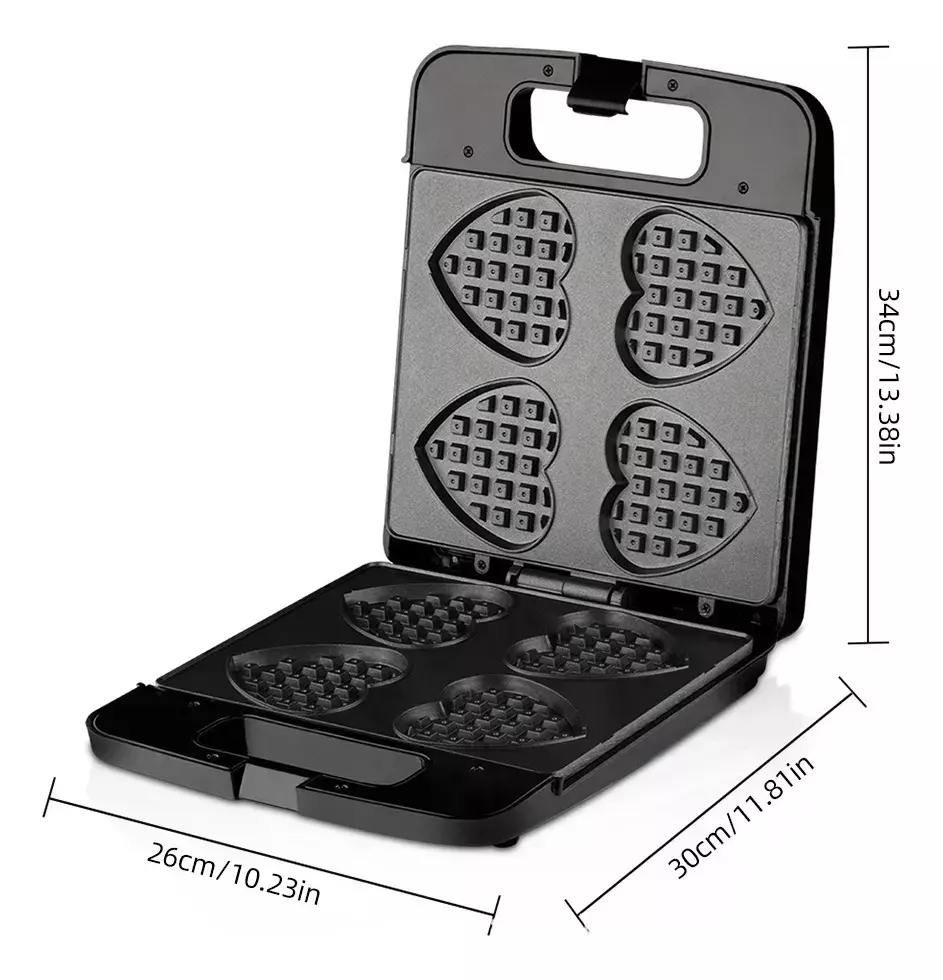 WAFLERA ELECTRICA 1400W ANTIADHERENTE ACERO INOXIDABLE NEGRO-6