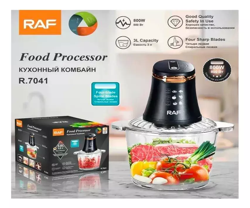 PROCESADOR DE ALIMENTOS 3L 800W CON 4 CUCHILLAS MULTIFUNCION NEGRO-4