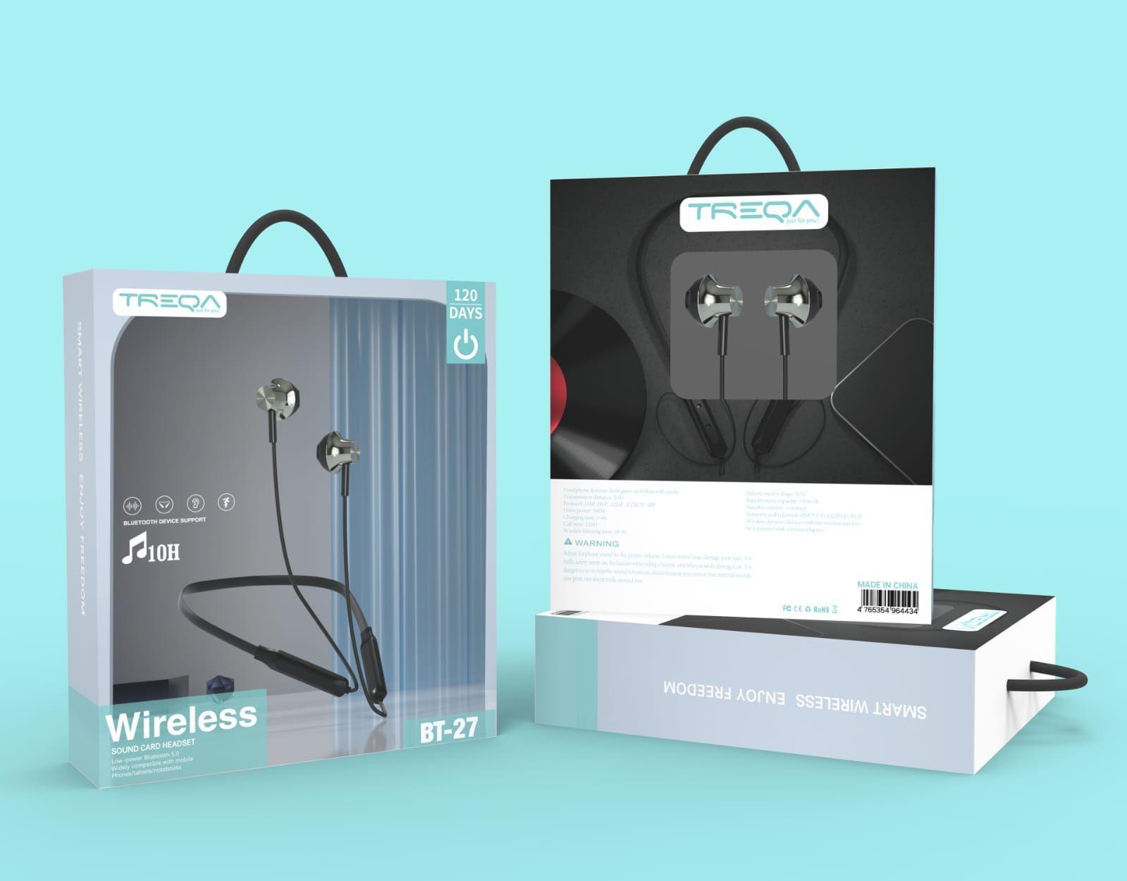 Audifonos deportivos inalambricos BT27 TREQA negros -2