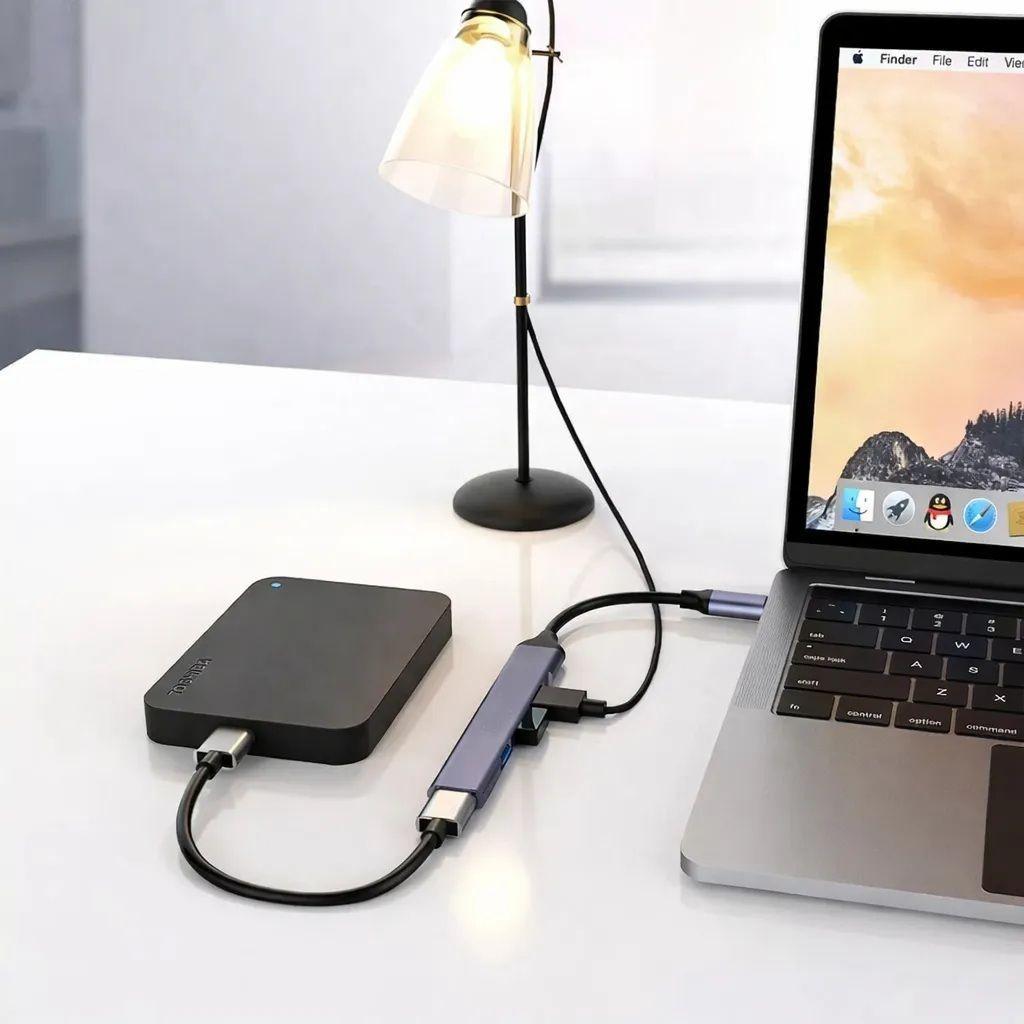 Hub 4 Puertos Usb 3 0 Con Adaptador Tipo C Multipuerto Para Macbook Laptop Celular-2