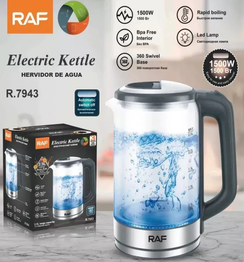 HERVIDOR ELECTRICO 1500W 2 5L CON LUZ LED APAGADO AUTOMATICO PLATEADO VIDRIO-4