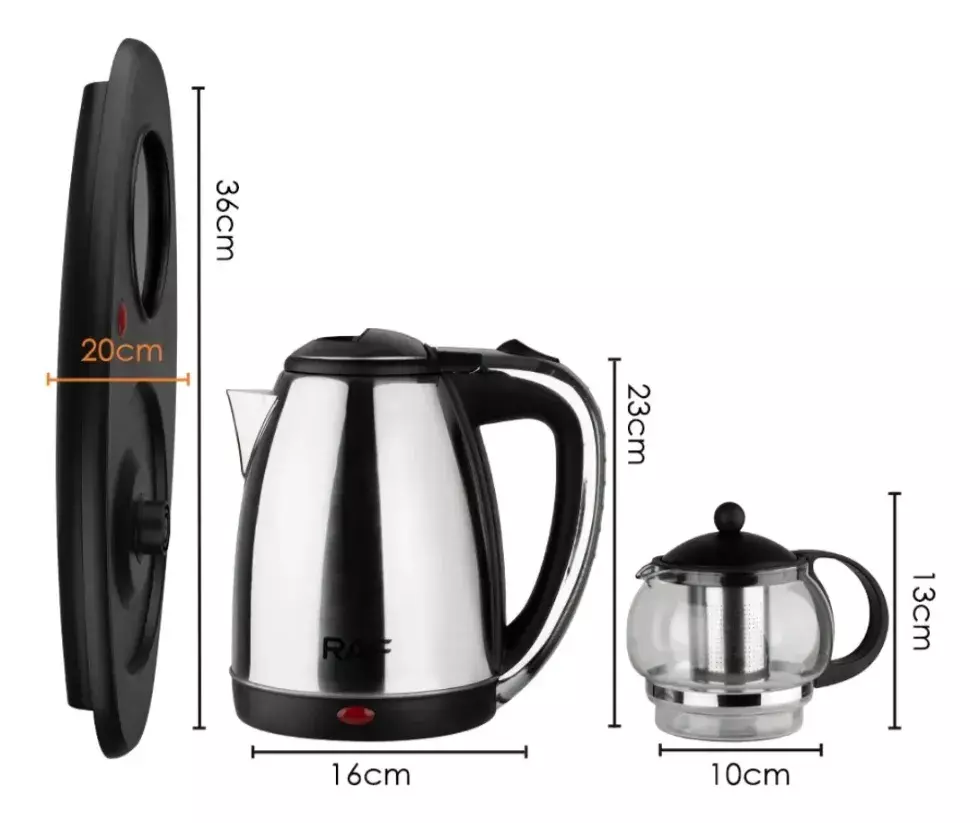HERVIDOR ELE CTRICO INOXIDAB 2 2L TETERA CRISTAL 1L 2200W PLATEADO-6