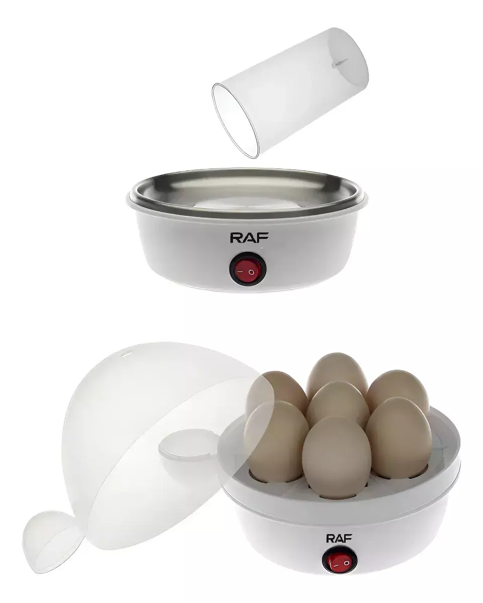 HERVIDOR DE HUEVOS 350W 7 UNIDADES AUTOMATICA COCEDOR VAPOR BLANCO 50 HZ 60HZ-6