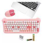 Teclado Gamer Inal mbrico Con Mouse 2 4g As 212 Aoas Mouse Rosa Teclado Rosa-1