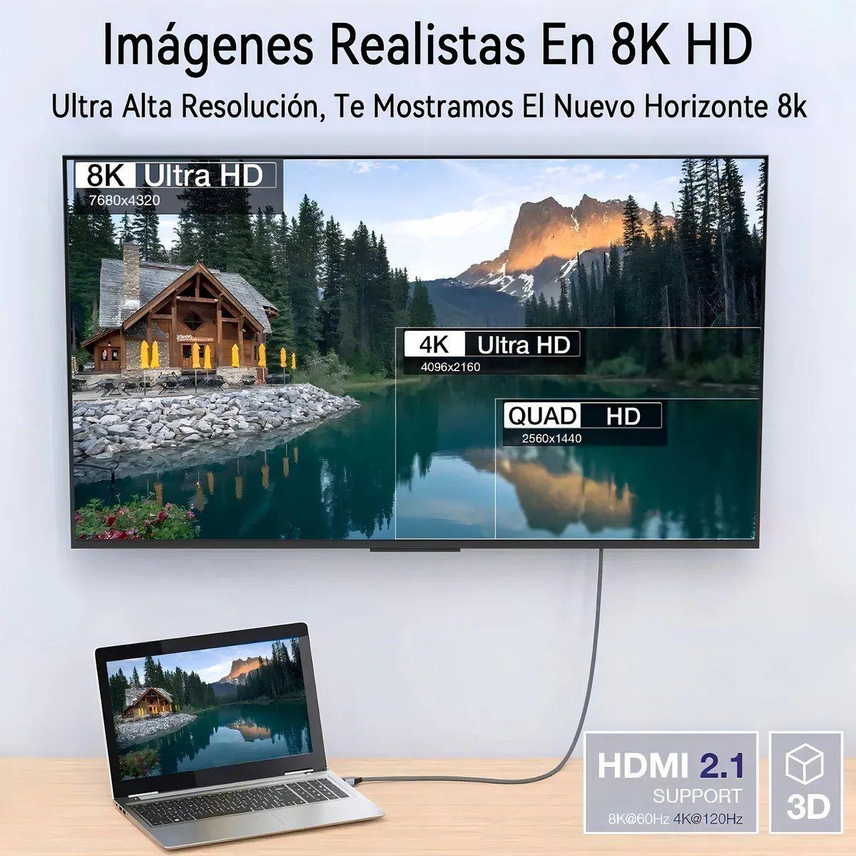 Cable Hdmi 2 1 V deo 4k 120hz 8k 60hz 5 Metros-4