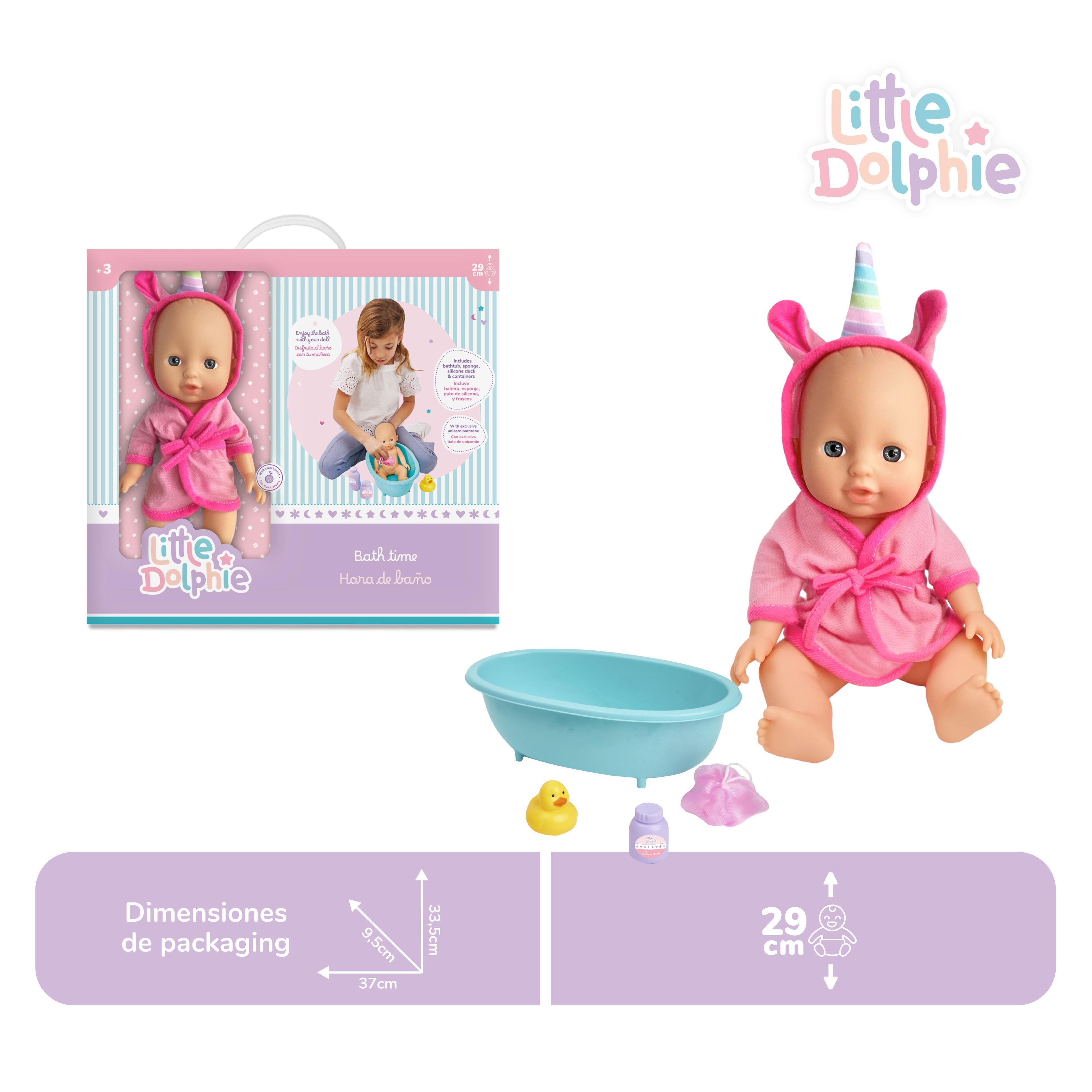 Muñeca de 29 cm con Tina, Bata y Accesorios de Cuidado-3