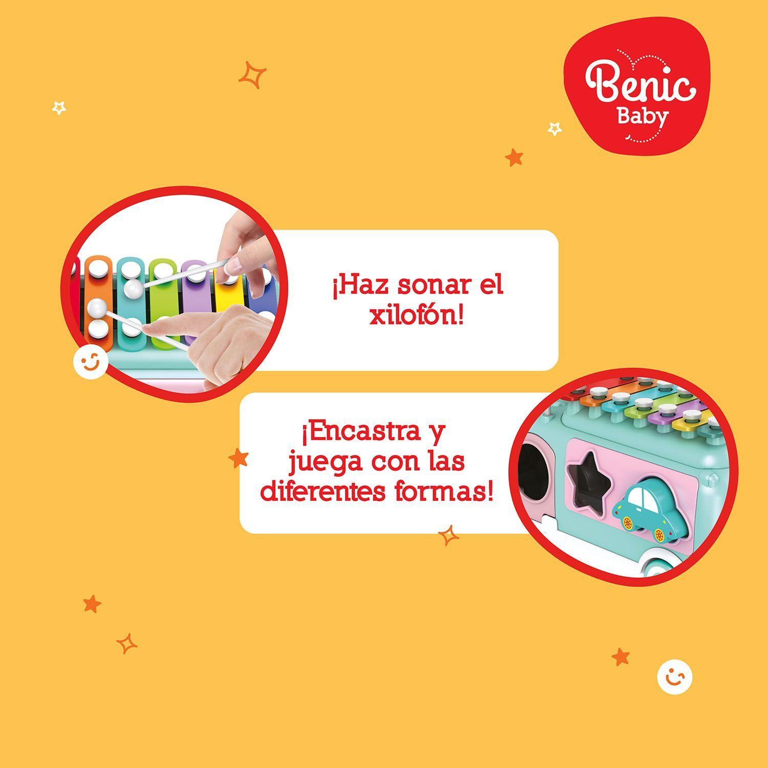 Juguete Musical Xilófono Autobús con Baquetas y Teclas de Colores-4