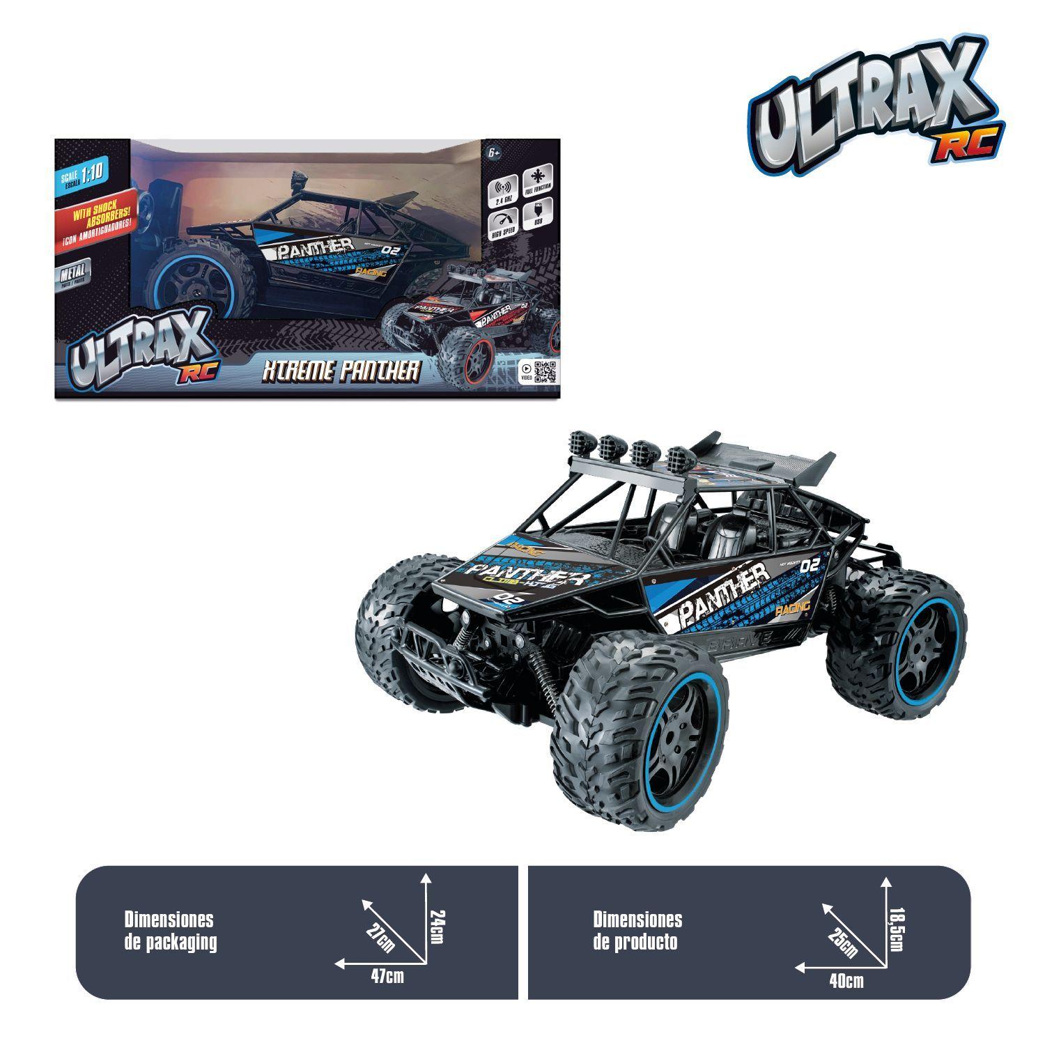 Auto RC Metálico 110 4x4 Pantera Extrema con Control 2.4 GHz Recargable - Azul-3