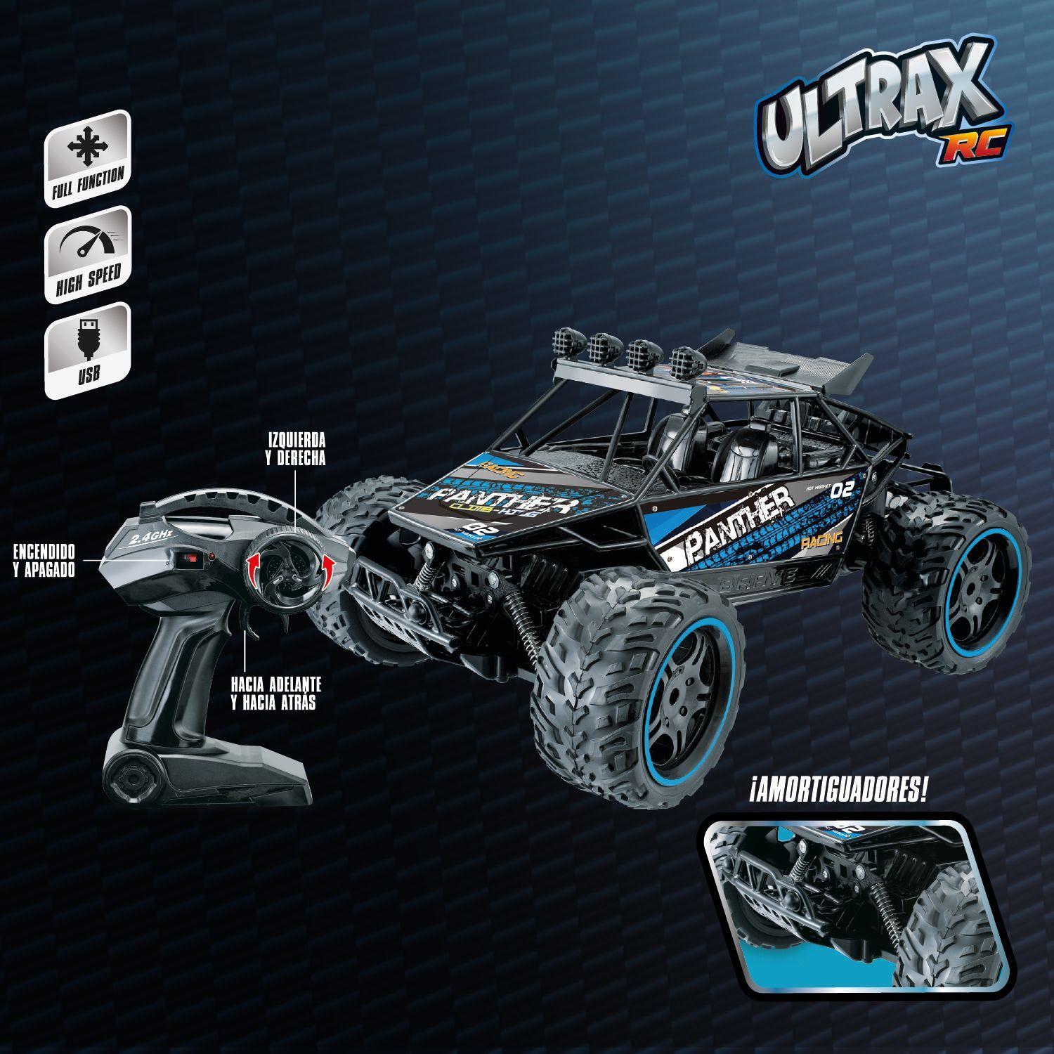 Auto RC Metálico 110 4x4 Pantera Extrema con Control 2.4 GHz Recargable - Azul-4