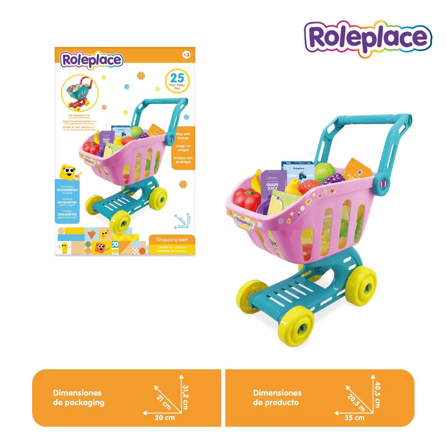 Carrito de Compras Infantil con Accesorios de Supermercado - Surtido-3