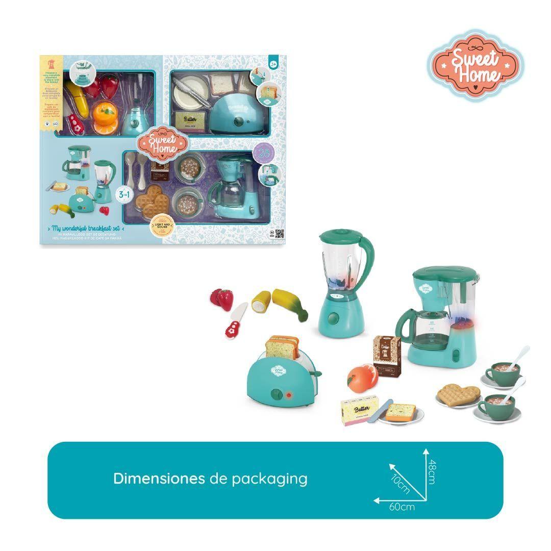 ¡Desayuno Completo en Miniatura! Set 3 en 1 con Licuadora, Tostadora y Cafetera + 28 Accesorios -2