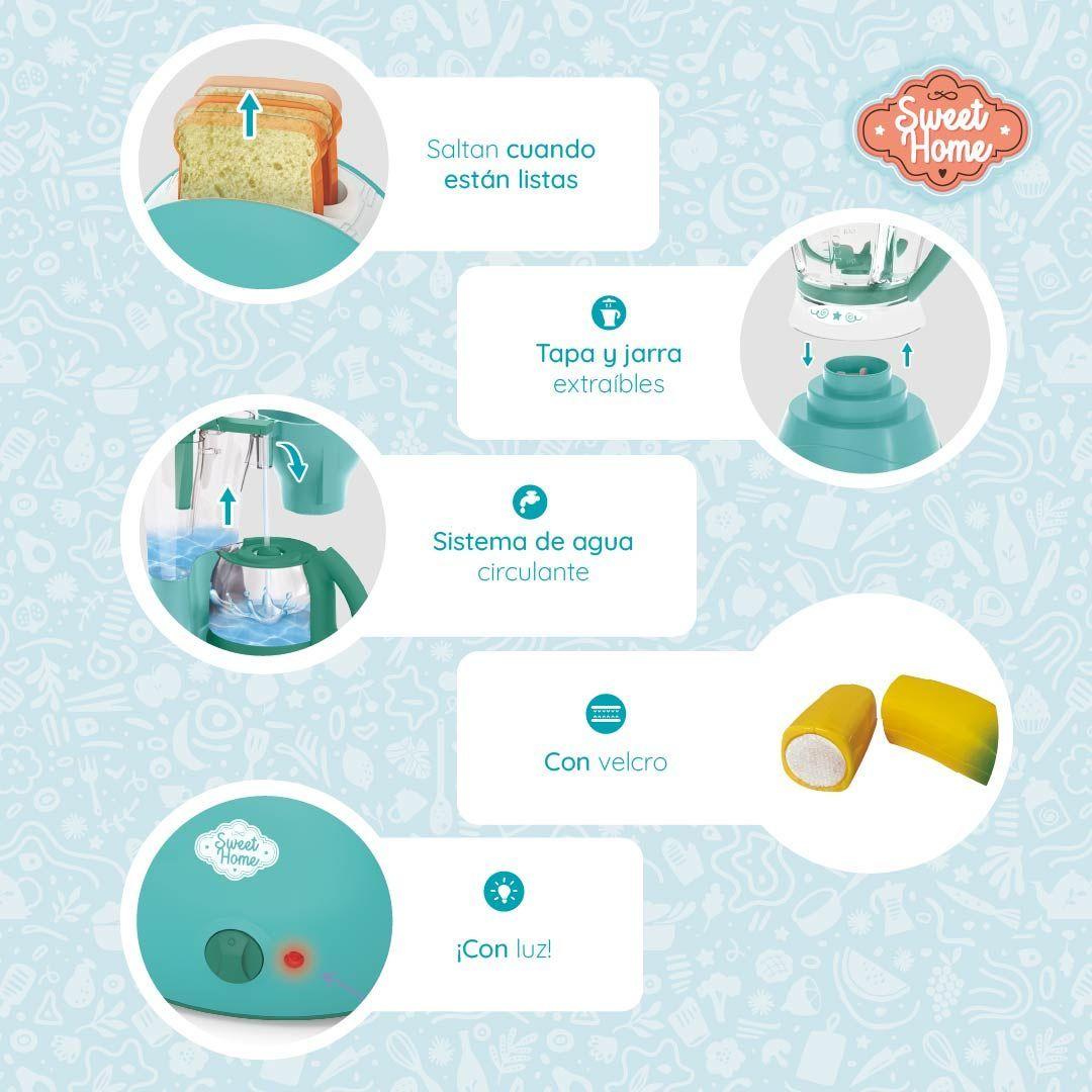 ¡Desayuno Completo en Miniatura! Set 3 en 1 con Licuadora, Tostadora y Cafetera + 28 Accesorios -3