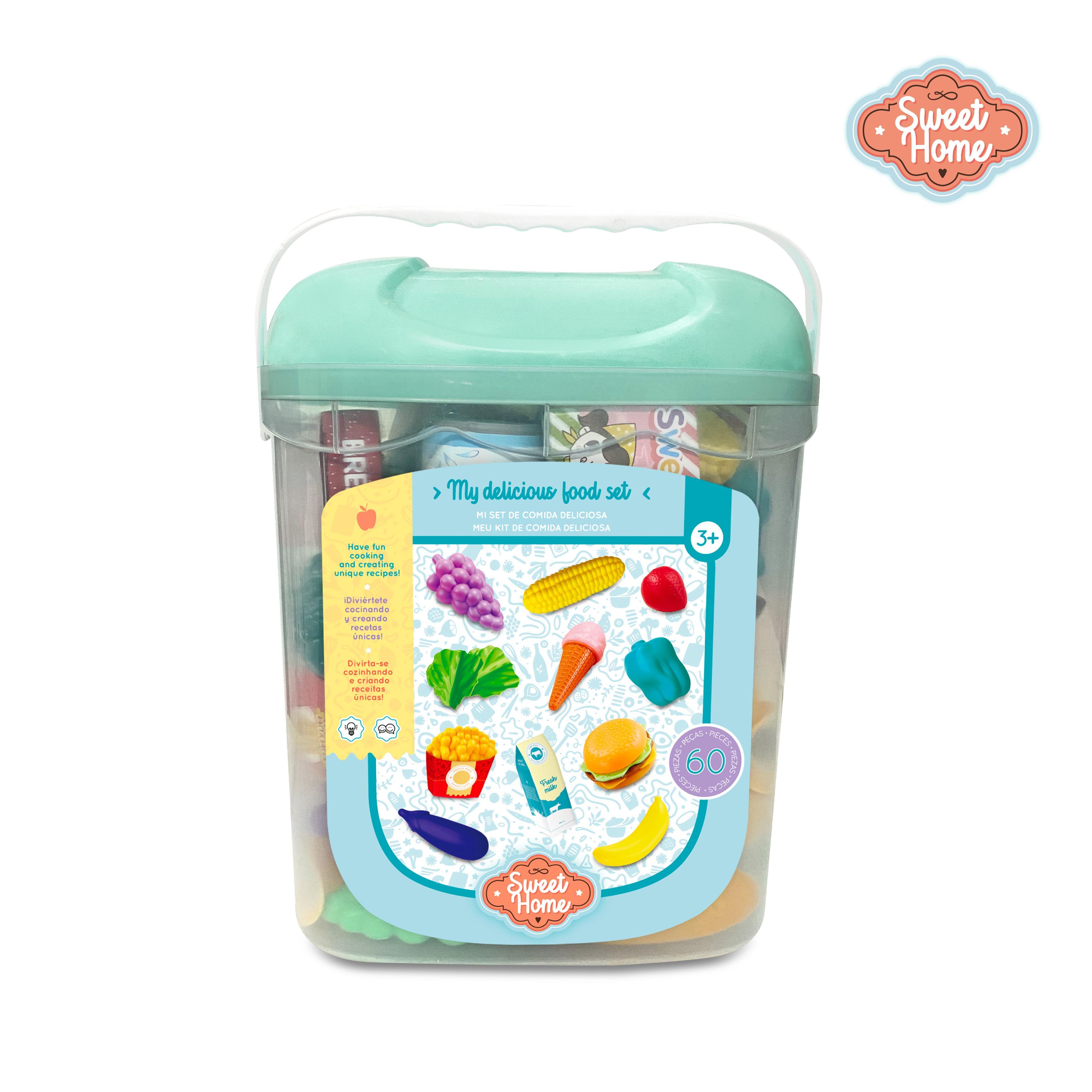 Set de Comida Infantil con 60 Accesorios y Balde Organizador-2