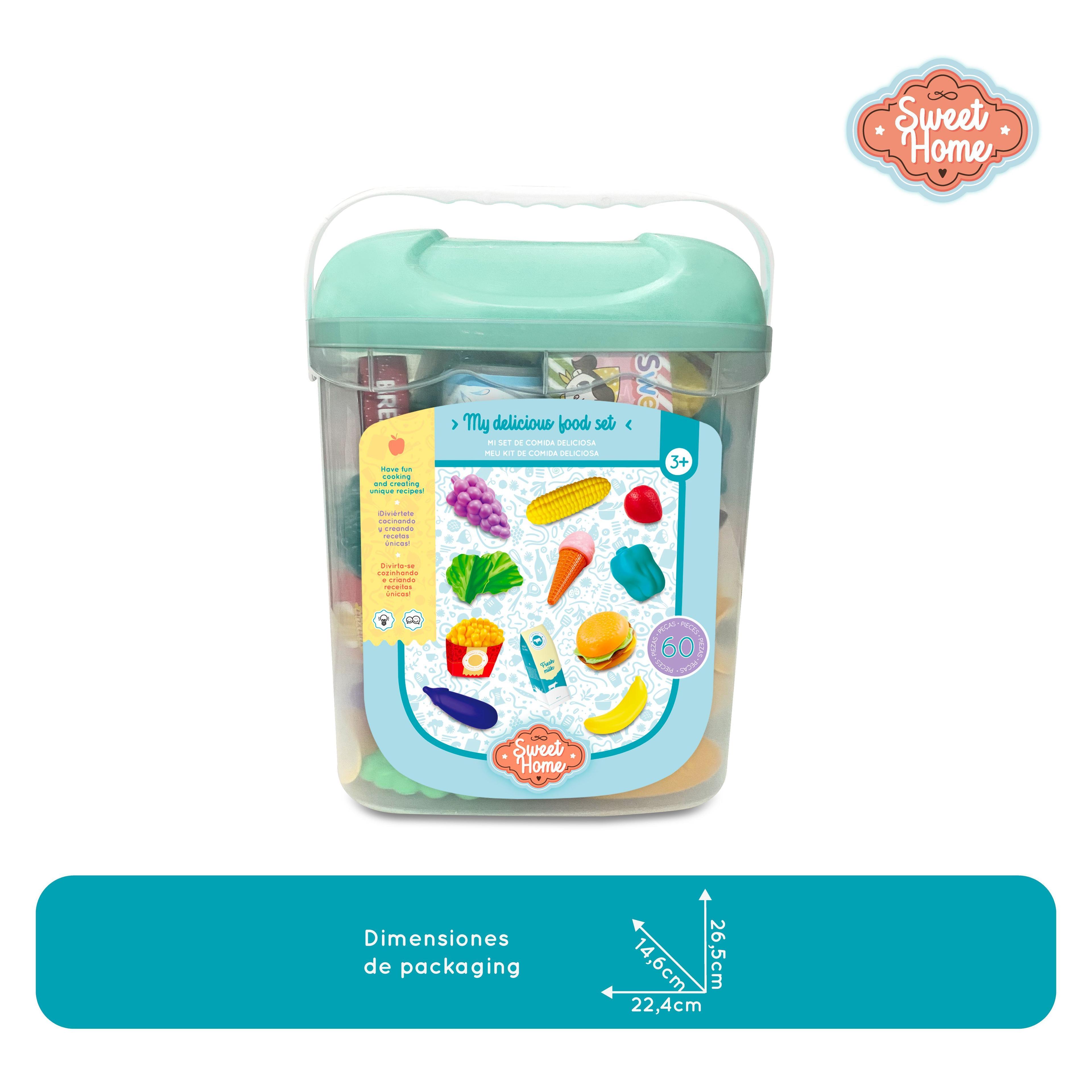 Set de Comida para cortar 60 Accesorios y Balde Organizador Juguete-2