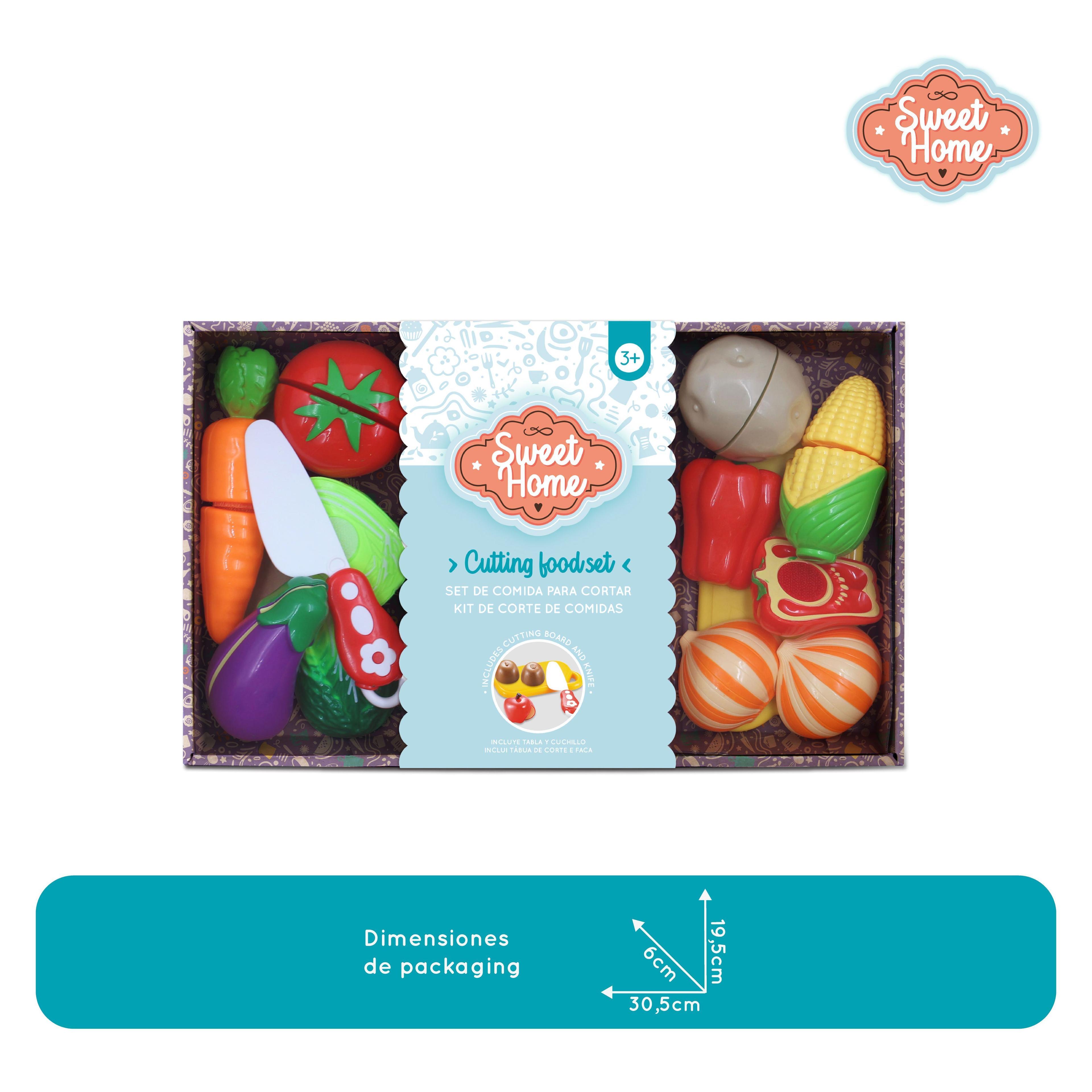 Set de Alimentos para Cortar con Velcro, Tabla y Cuchillo-2