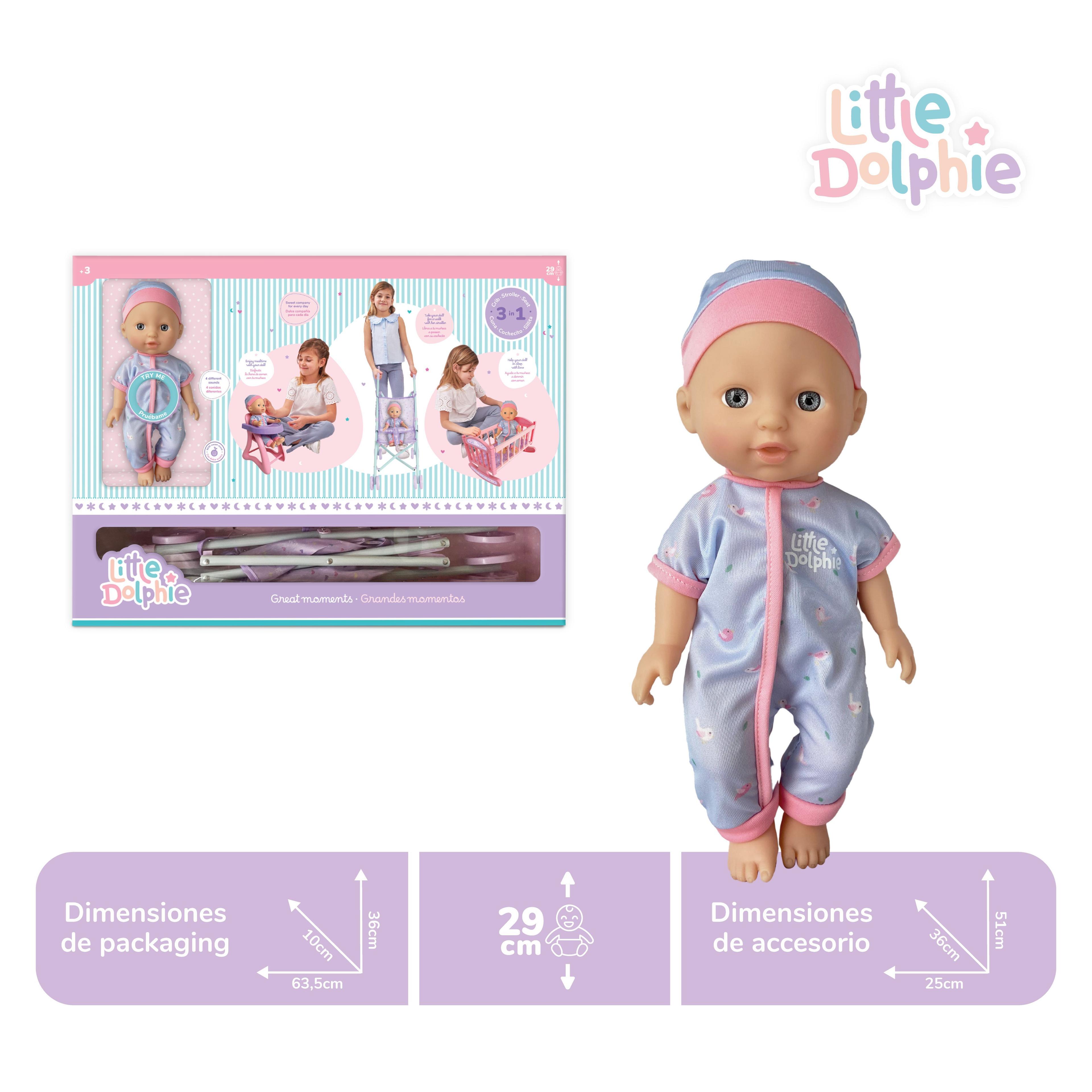 Set 3 en 1 con Muñeca de 29 cm, Sonido y Accesorios de Cuidado-2