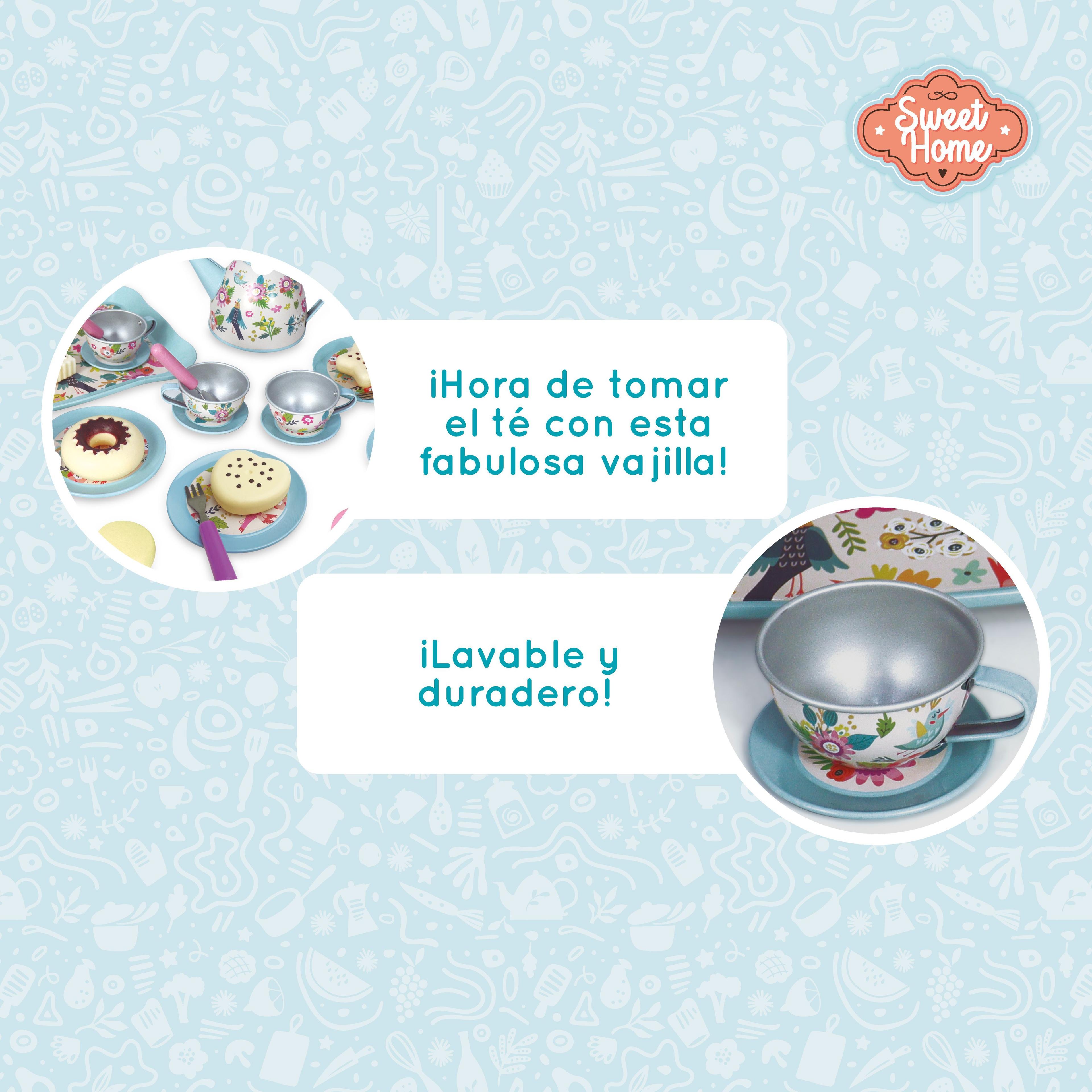 ¡Hora del Té con Estilo! Set de Té de Metal Liviano con Diseño Floral y 32 Accesorios-2