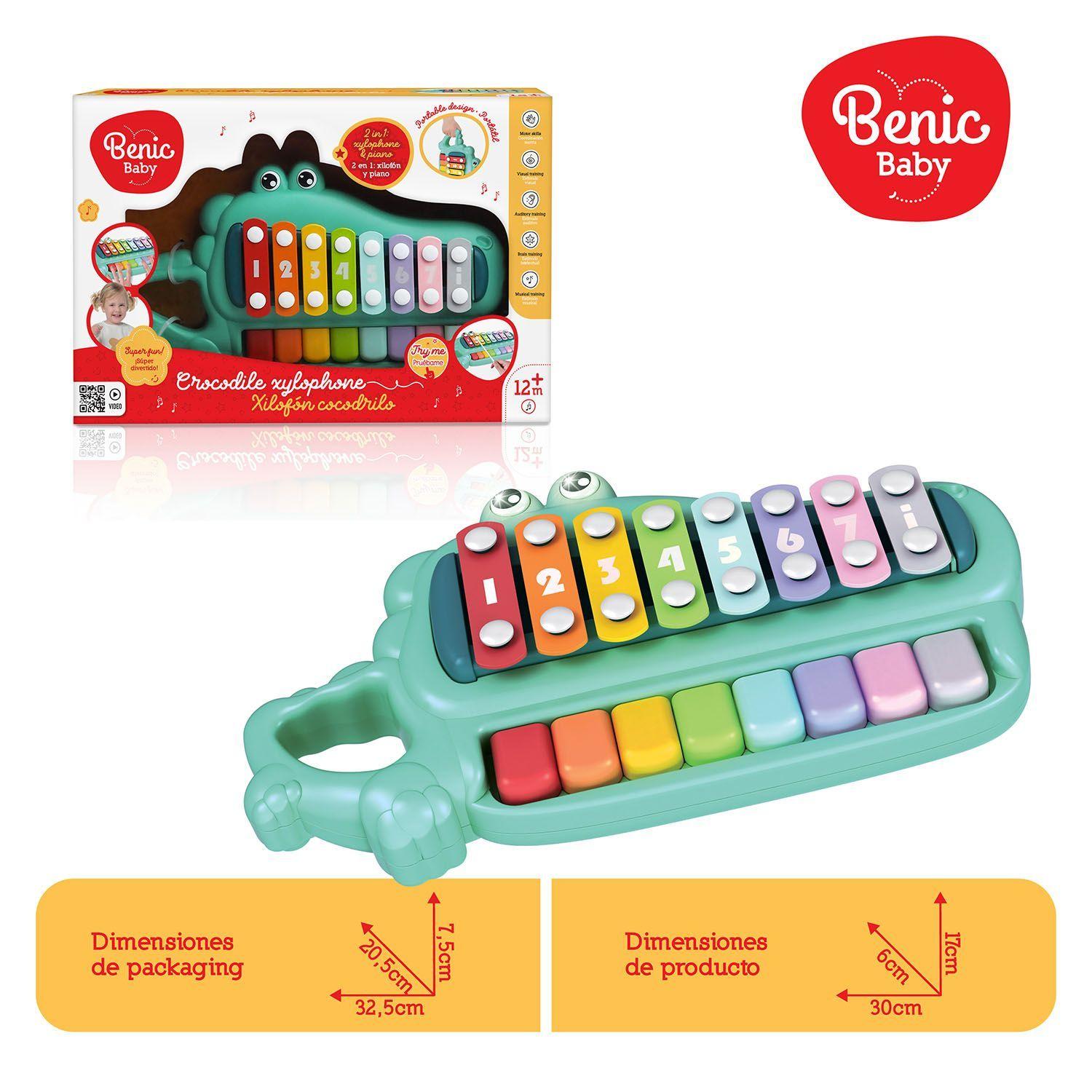 Juguete Musical Xilófono de Cocodrilo con Baquetas y Colores -2