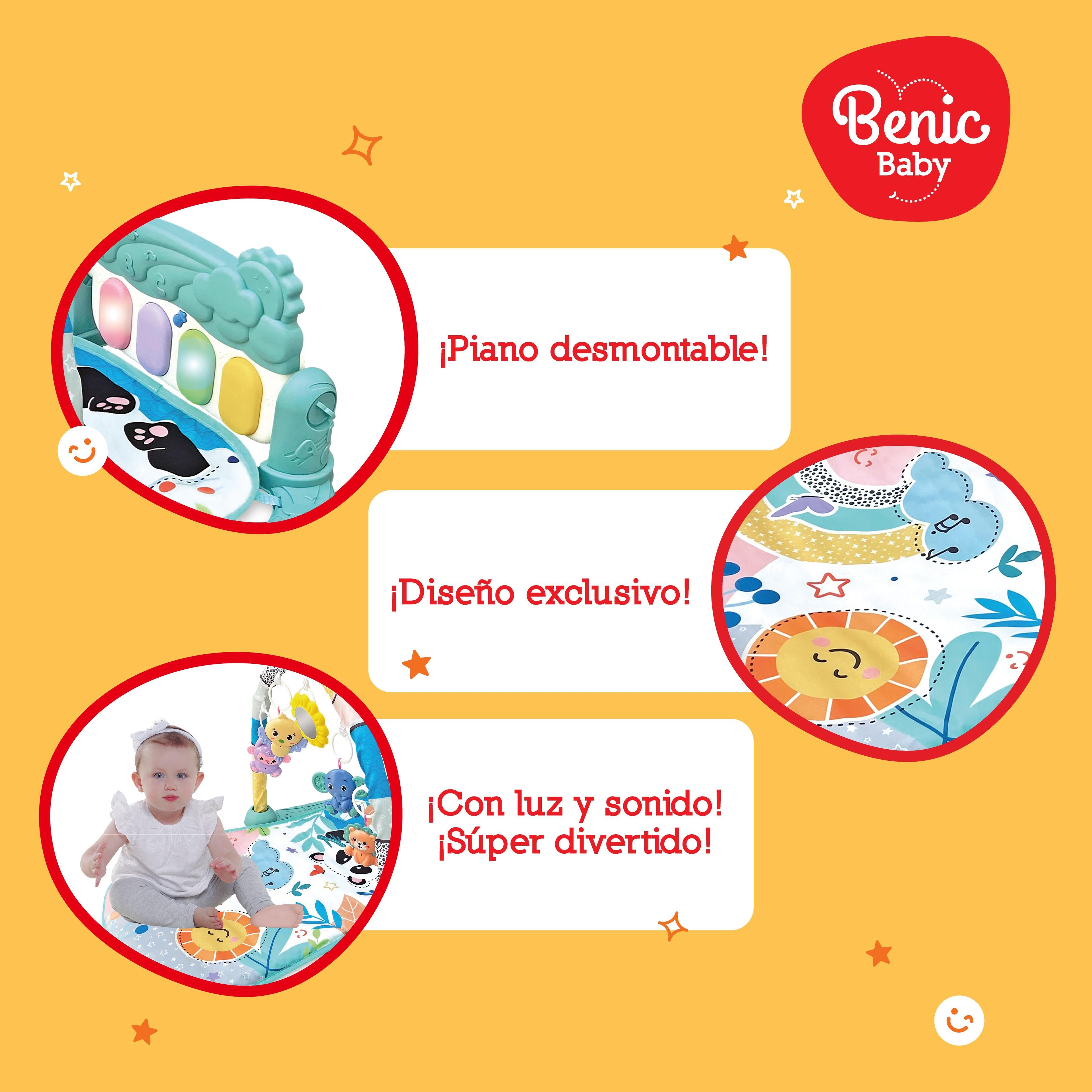 Gimnasio Musical Interactivo + Sonajeros, Teclado y Luces -2