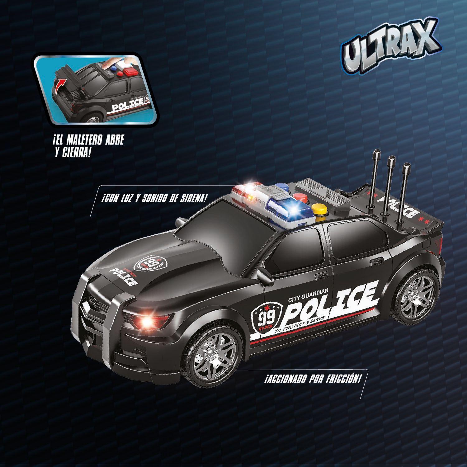Auto de Policía de Fricción con Luz, Sonido y Maletero Abatible-3