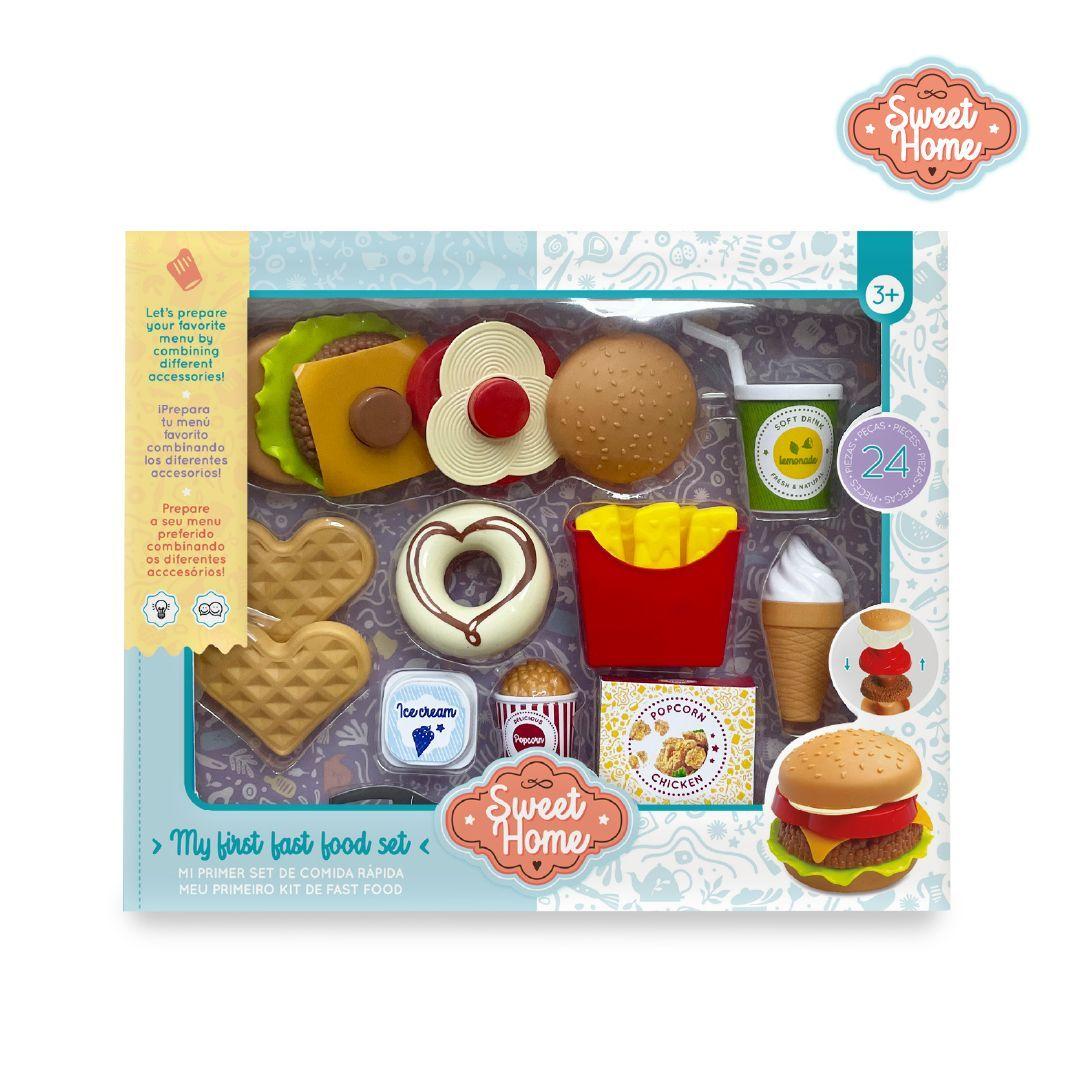 Set de Comida Rápida con Hamburguesa, Papas Juguete Niñas y Niños-2