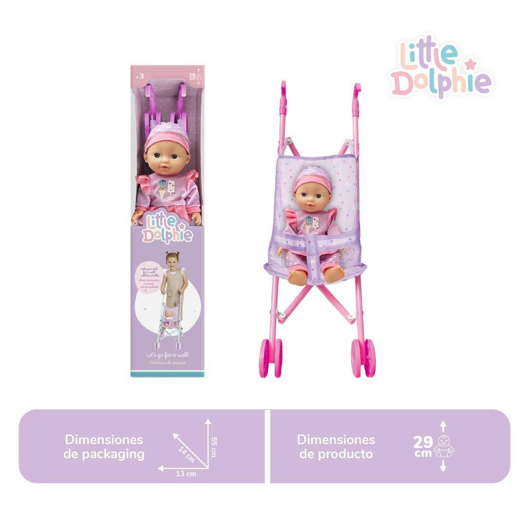 Muñeca Bebé con Carrito Plegable de Paseo-2