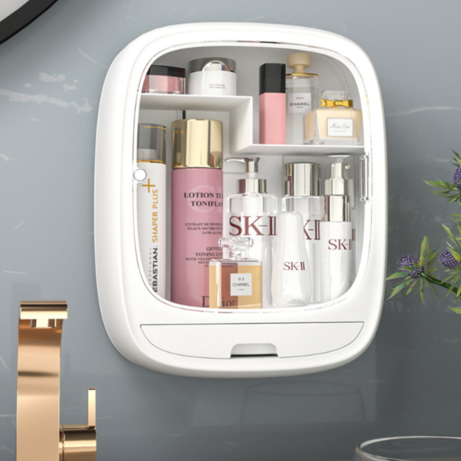 Organizador de Baño y Cosméticos de Pared Rectangular-4