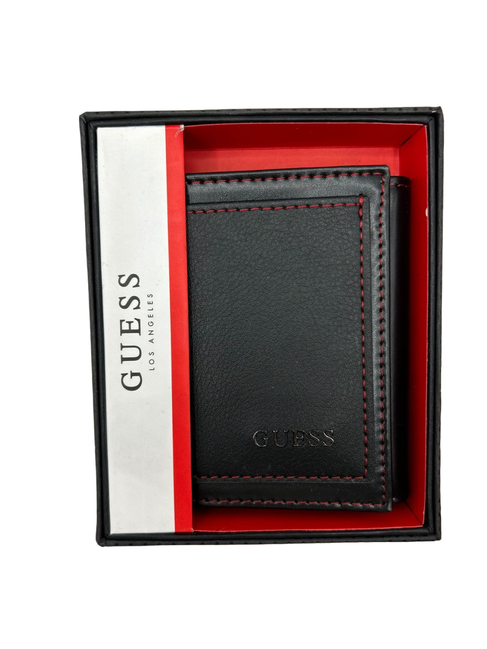 Billetera Hombre Guess Black Red 3 Cuerpos -0